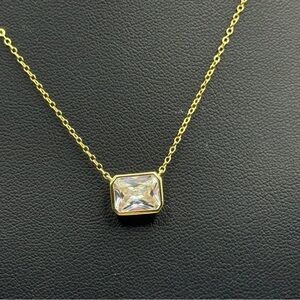 14kt Gold Plated over Sterling Elegant Gold Necklace with Crystal pendant